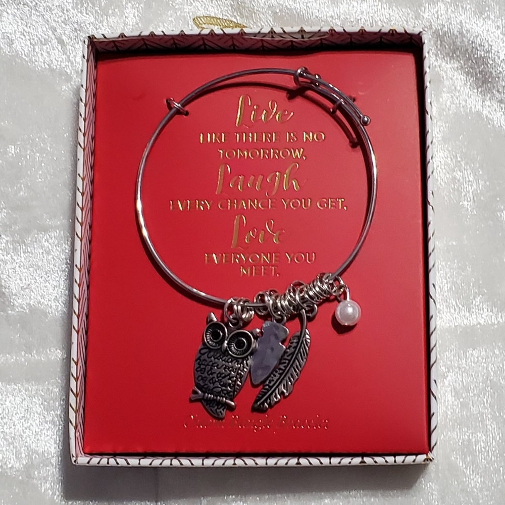 Silvertone Bangle With Charms